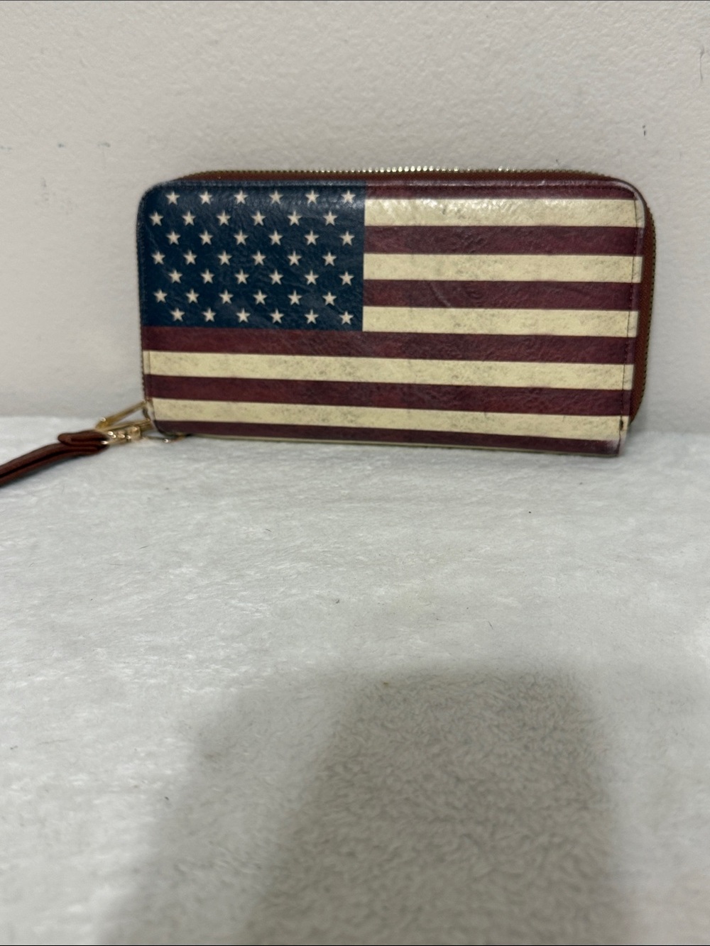 Source Unknown American Flag Zip-Around Wristlet Wallet - Red, White, Blue
